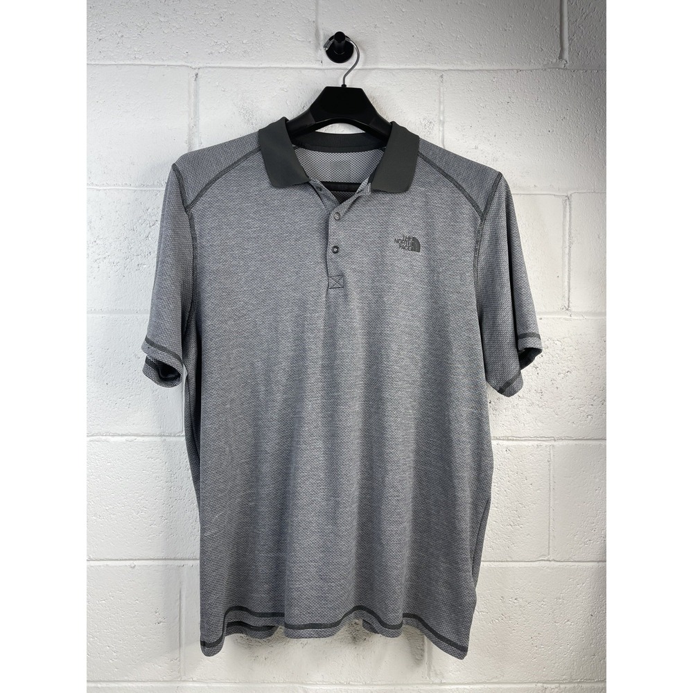 The North Face FlashDry Polo Shirt Mens XL Gray Short Sleeve Performance Golf